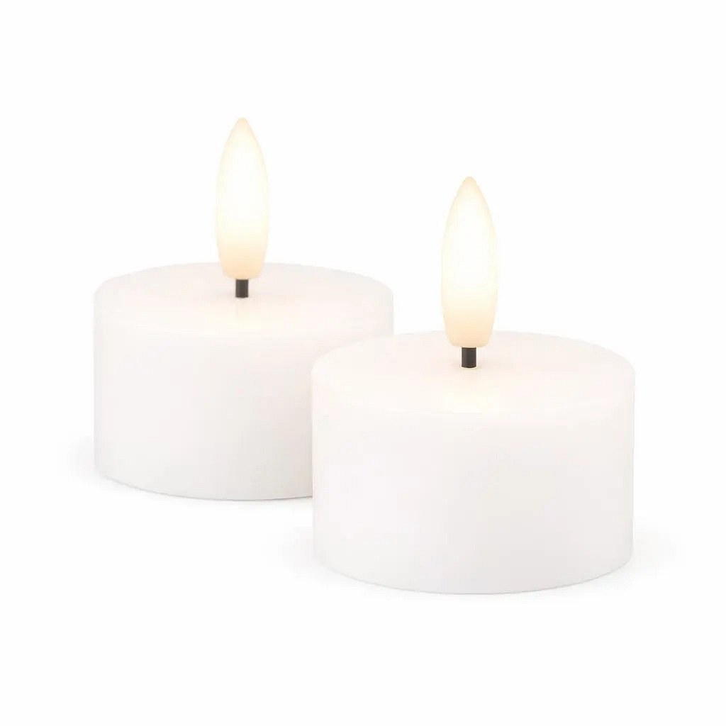 Sada LED čajové svíčky na baterie Sille Tealight, Ø 4,5 × 2,2 cm, bílé, z pravého vosku, balení 2 ks