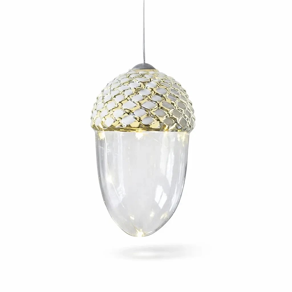 LED svítící dekorace žalud 13 cm, závěsná