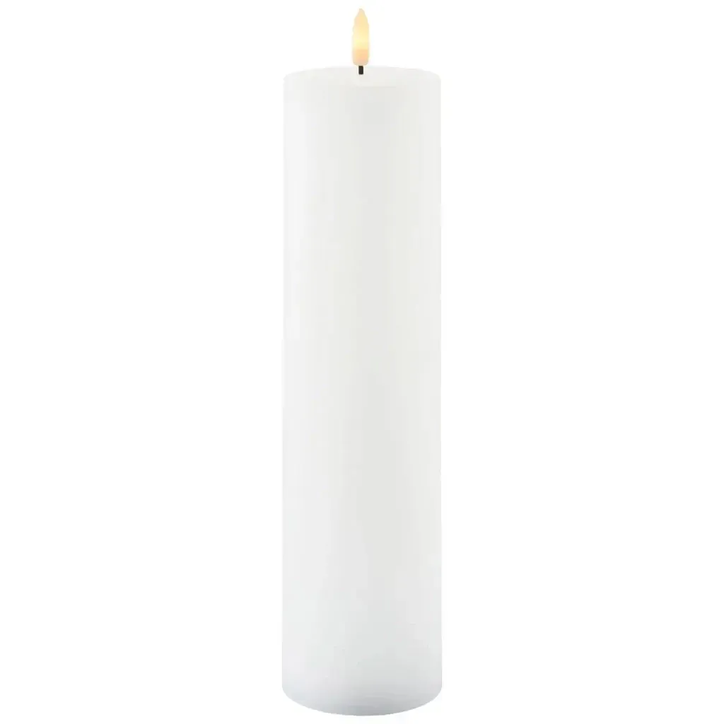 LED svíčka z pravého vosku Sille, 7,5 × 30 cm, bílá, dobíjecí
