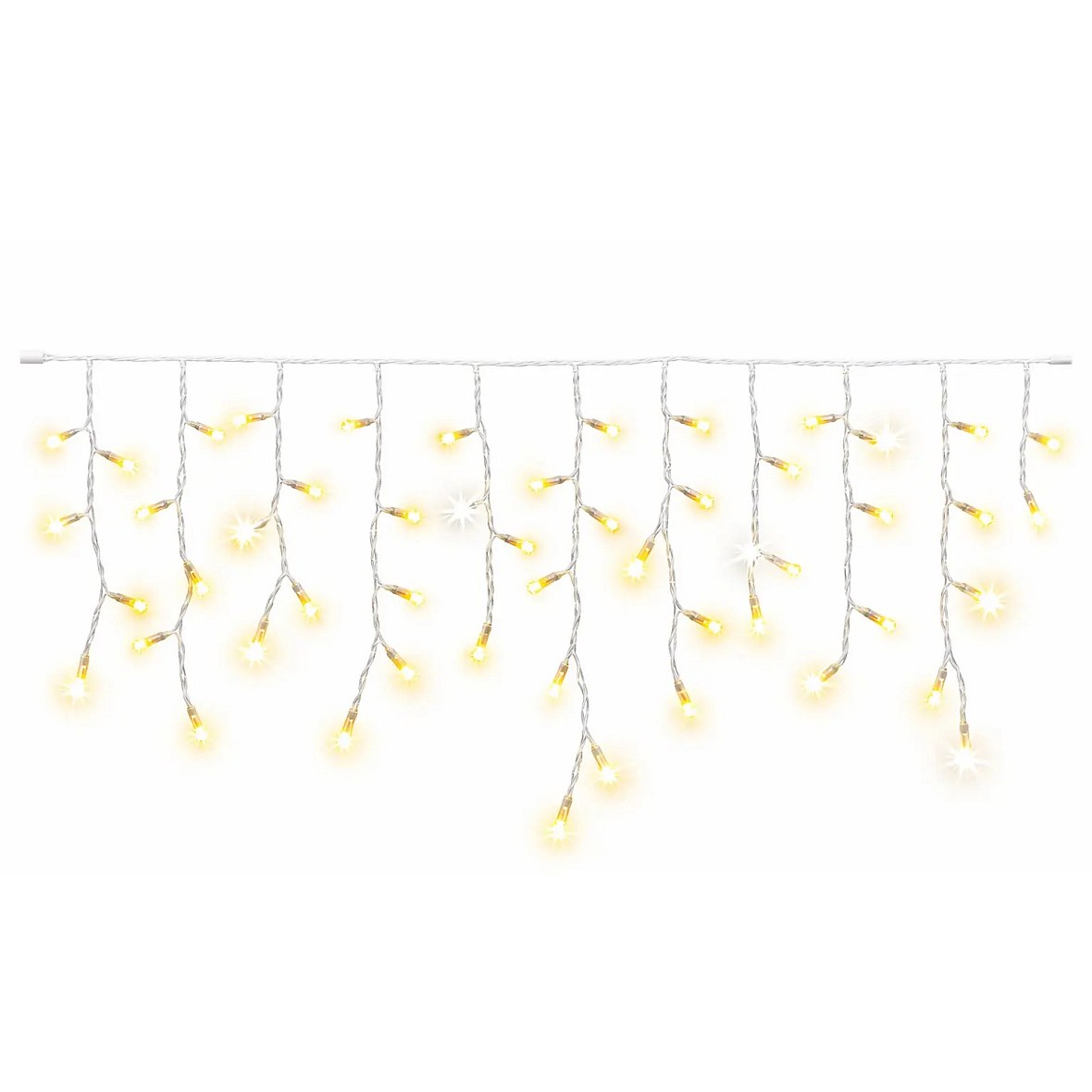 Easy Fix venkovní LED rampouchy světelné krápníky 300 × 50 cm, teple bílá, 114 diod, bílý kabel IP67, prodlužovací