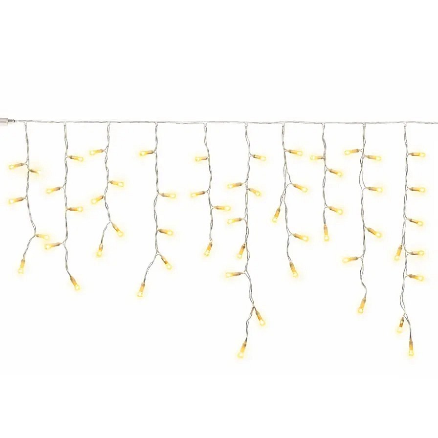 Easy Fix venkovní LED rampouchy světelné krápníky 300 × 50 cm, teple bílá, 114 diod, bílý kabel IP67, prodlužovací