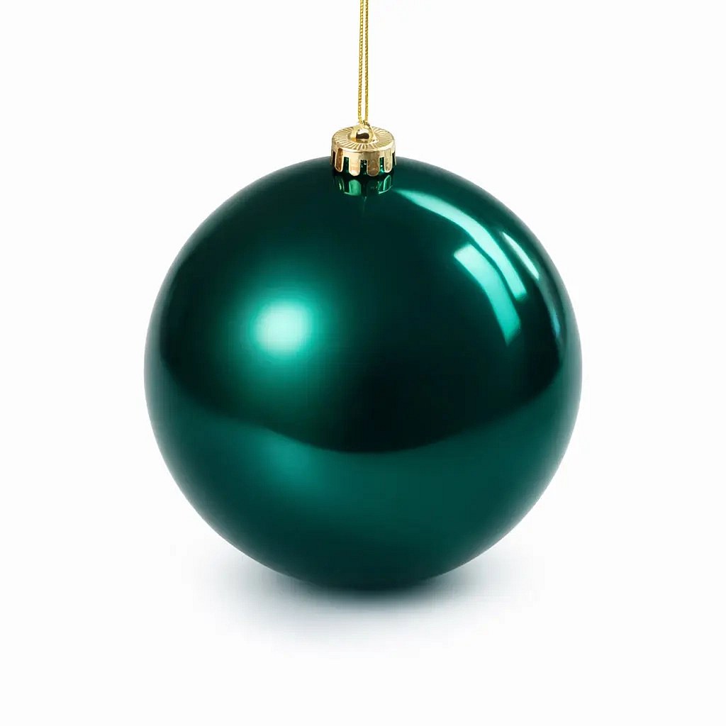 Velká vánoční koule 20 cm, paví zelená lesklá, plastová baňka, UV