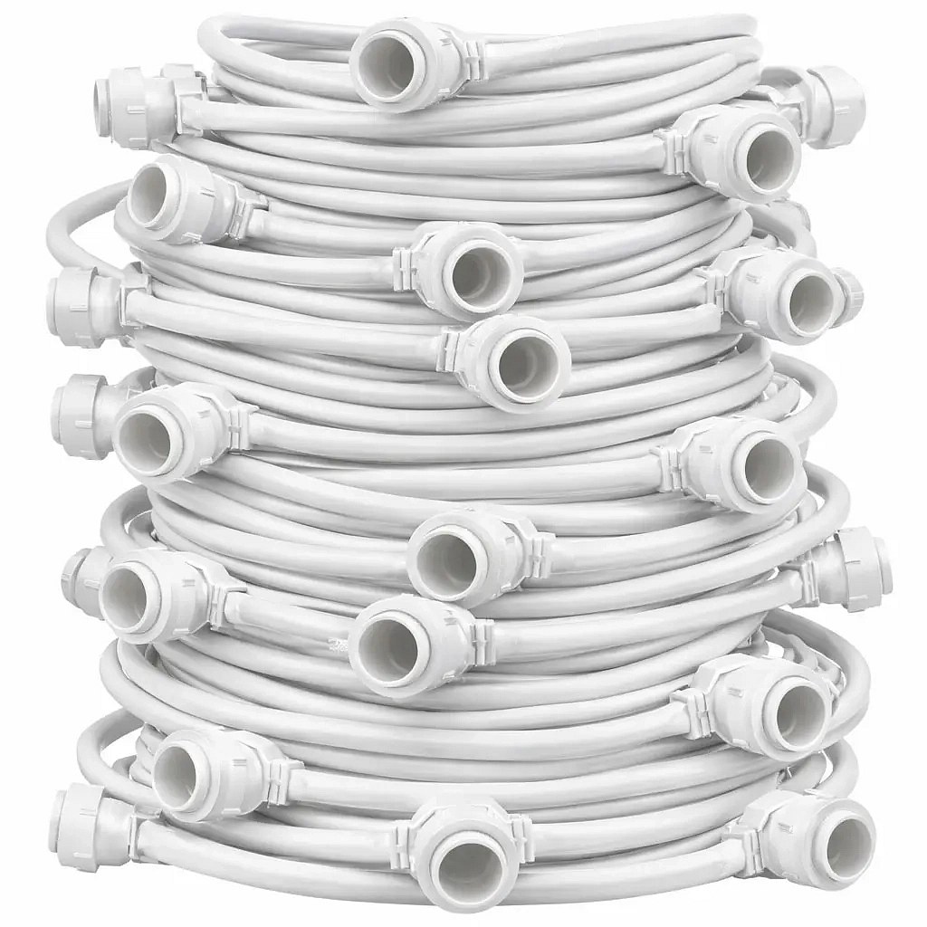 Easy Fix světelná girlanda 50 m pro žárovky E27, bílý kabel IP67 venkovní, prodlužovací, bez žárovek