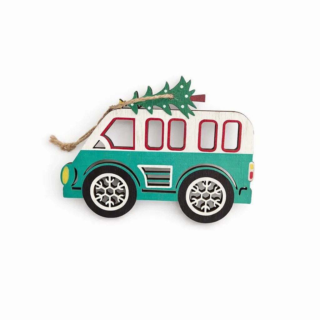 Dřevěná vánoční ozdoba autobus 12 × 9,5 cm, k zavěšení