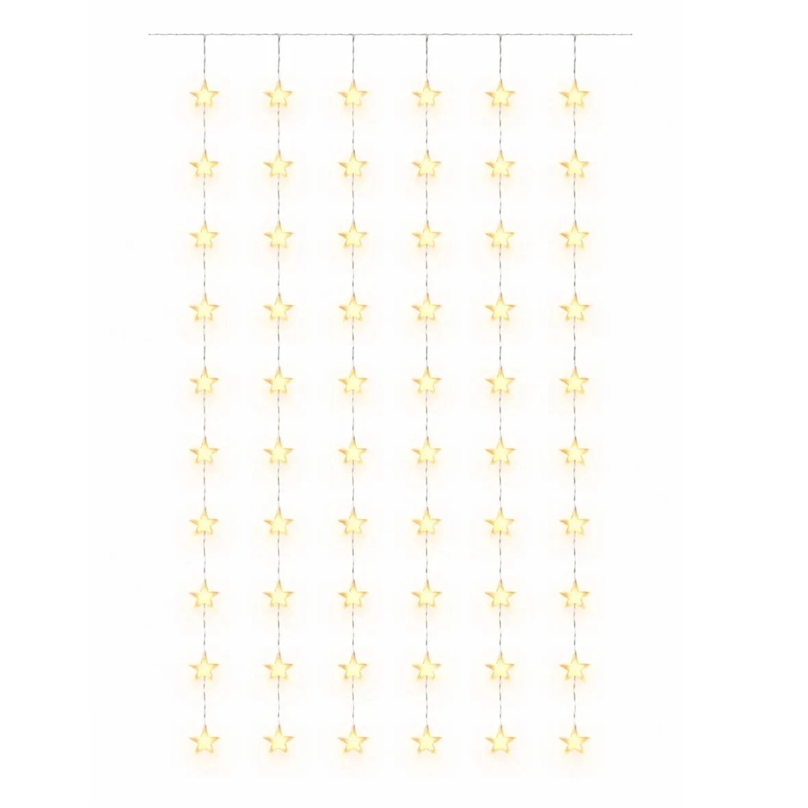 LED vánoční svíticí hvězdy do okna 100 × 200 cm, teple bílá, 50 diod, čirý kabel IP20 do interiéru, prodlužovací