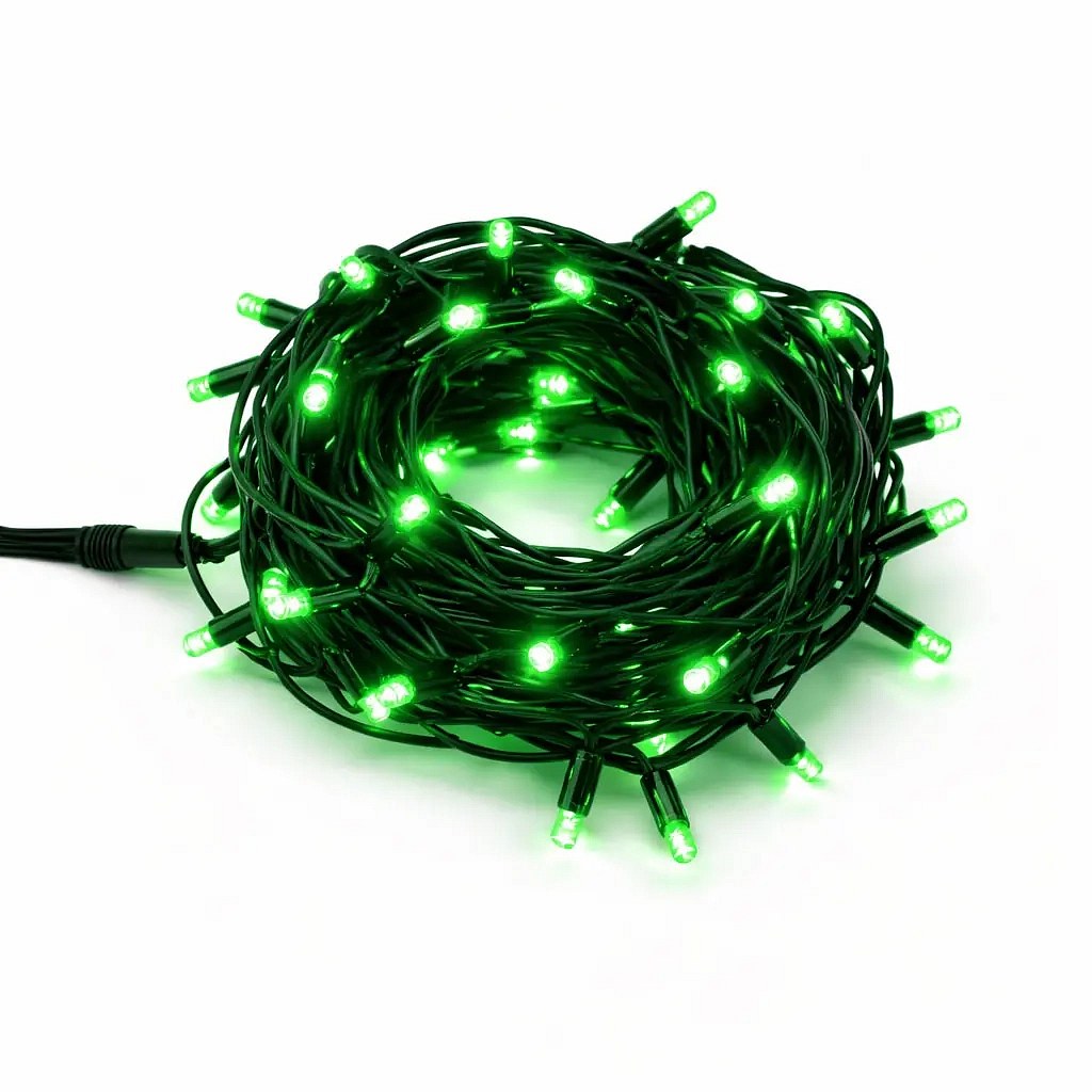 Easy Fix LED světelný řetěz 5 m zelený, 50 diod, černý kabel IP67