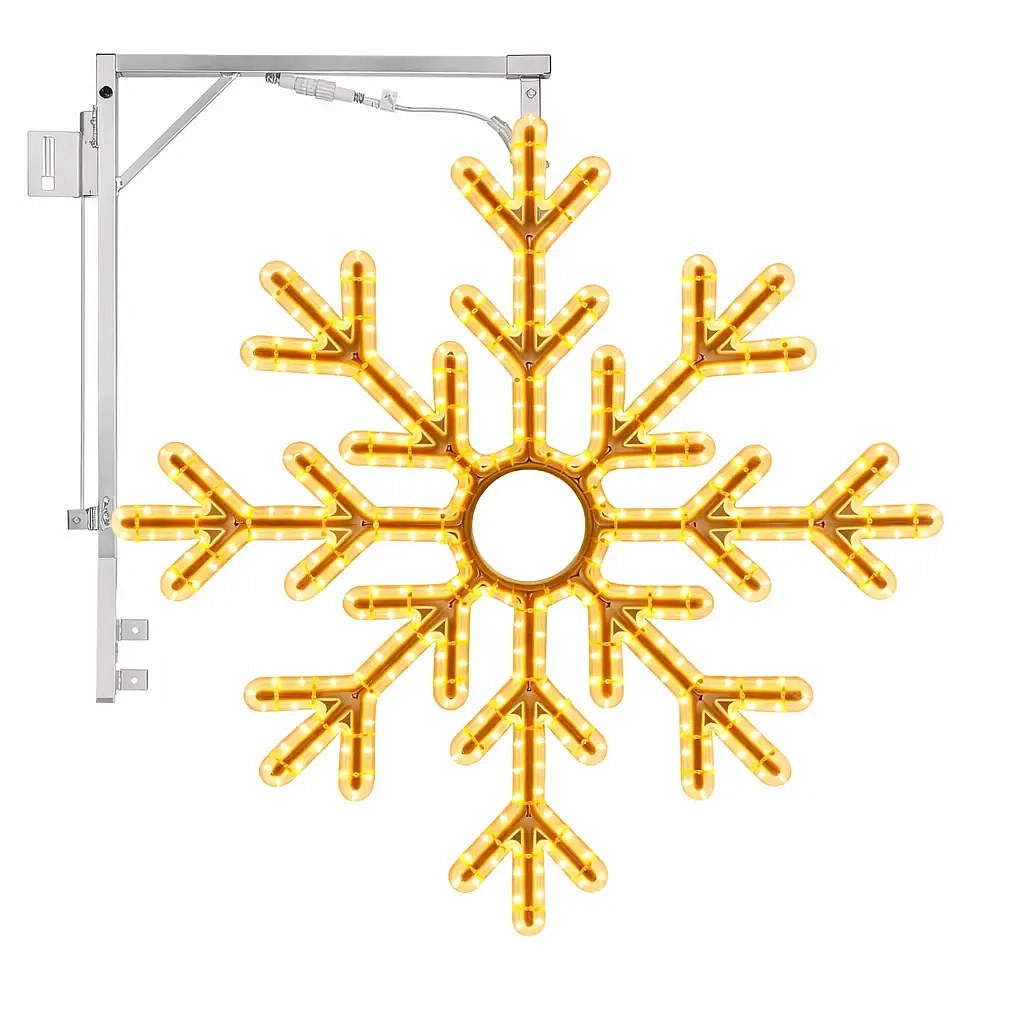 3D LED světelná vločka X sada na VO sloup, 102 × 102 cm teple bílá, 3D tisk Eco, IP67