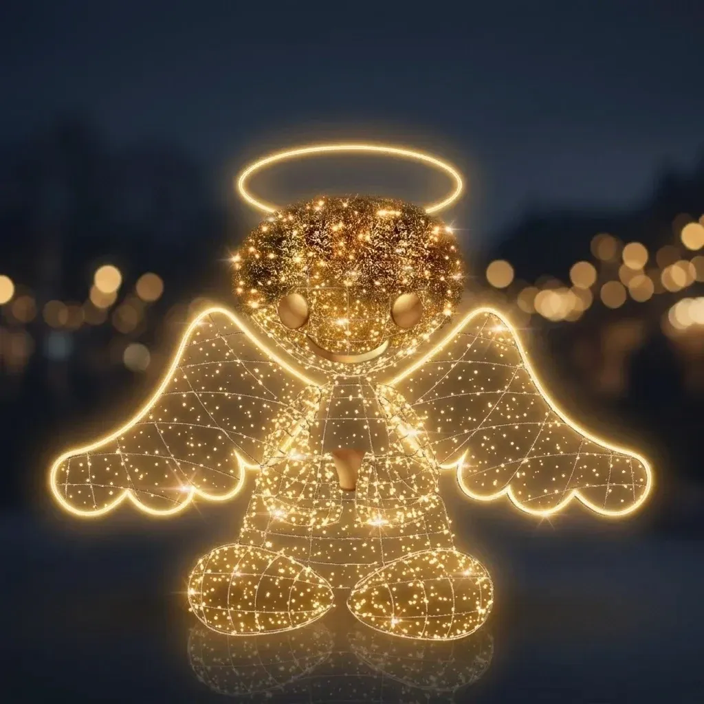 3D LED light angel, 160 cm, warm white with Flash, aluminium