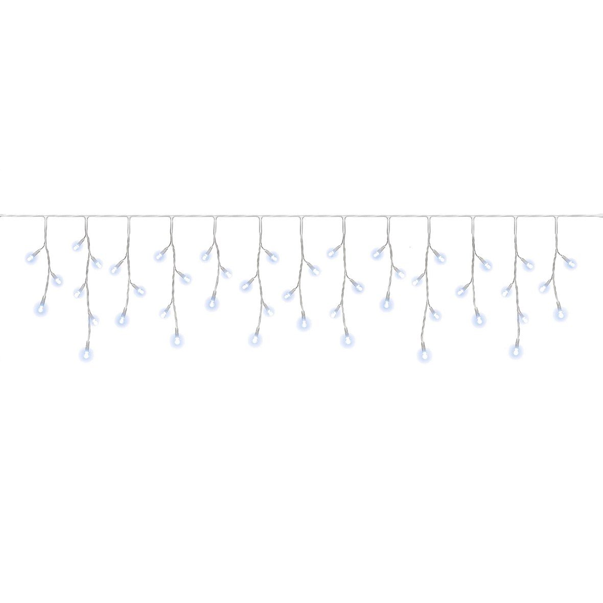 Easy Fix Outdoor LED Icicle Lights, 300 × 50 cm, Ice White, 114 LEDs, White Cable, IP67, Extension Cord