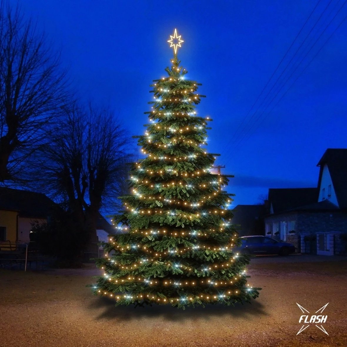 LED světelná sada na stromy vysoké 6–8 m, teplá bílá s Flash