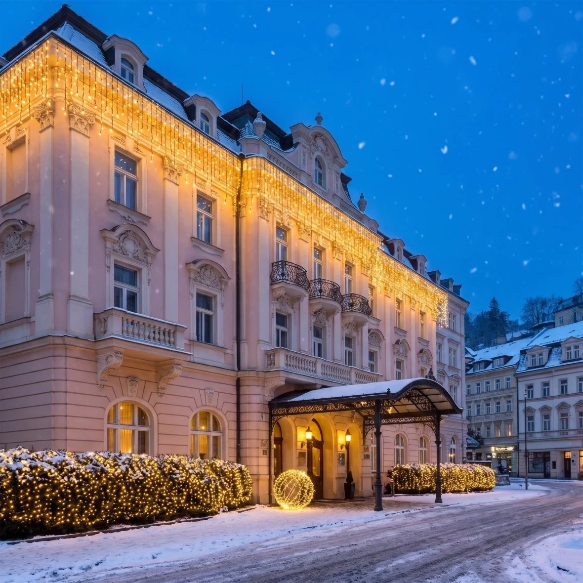 Vánoční sada Třpytivá fasáda pro hotely, lázeňský hotel v karlovarském stylu