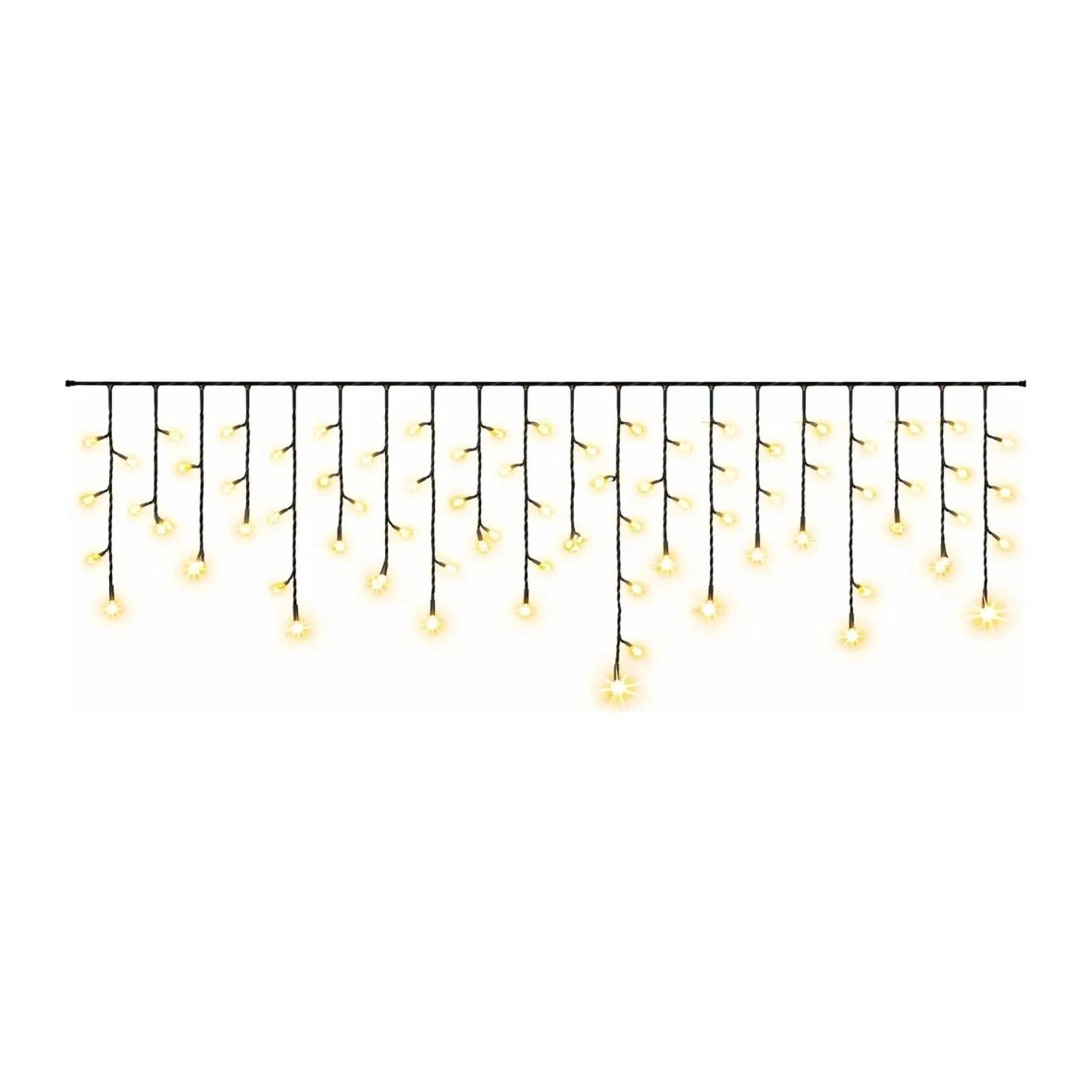 Easy Fix venkovní LED rampouchy, světelné, 300 × 50 cm, teple bílá s FLASH, 114 diod, černý kabel, IP67, prodlužovací