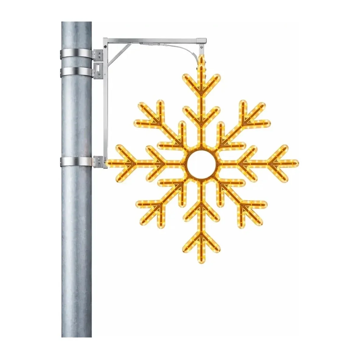 Easy Fix 2D LED světelná vločka 8cípá, Ø 102 cm, teple bílá 3D tisk, sada na veřejné osvětlení, hliník