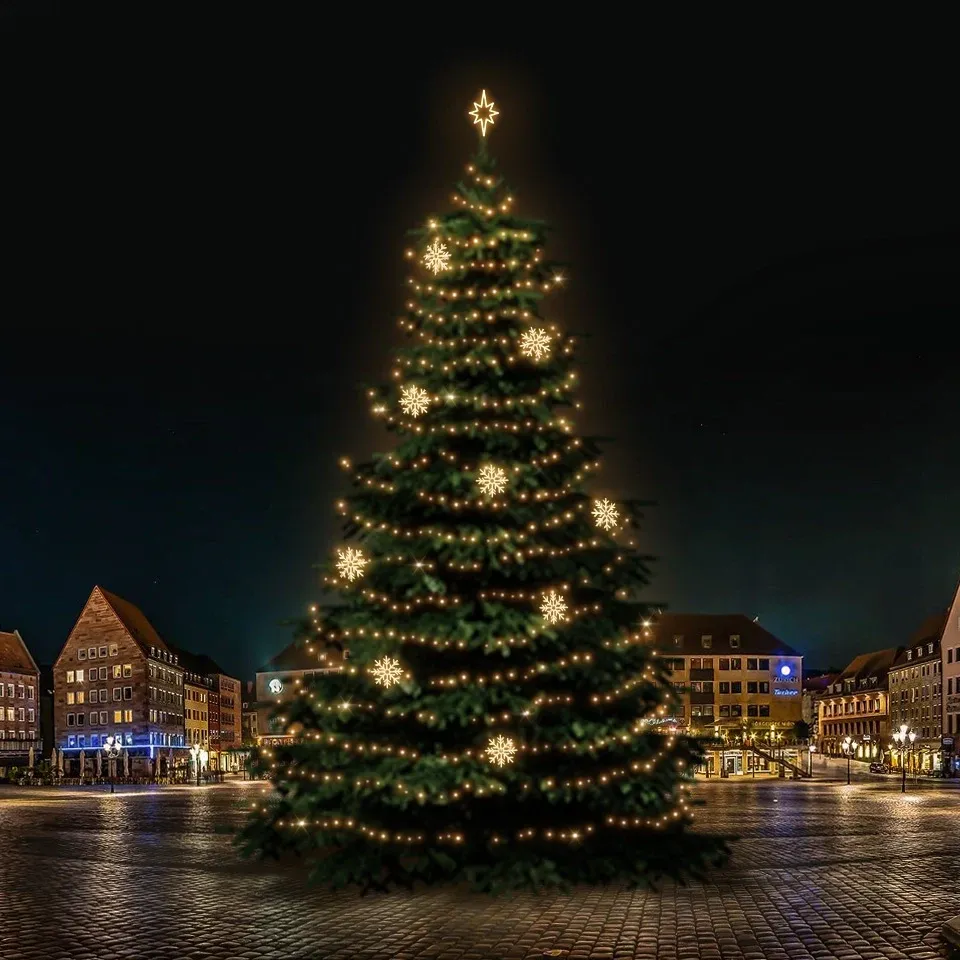 Kit d'éclairage LED pour arbres de Noël 21-23 m de haut, blanc chaud avec décors DZX1EFD08W