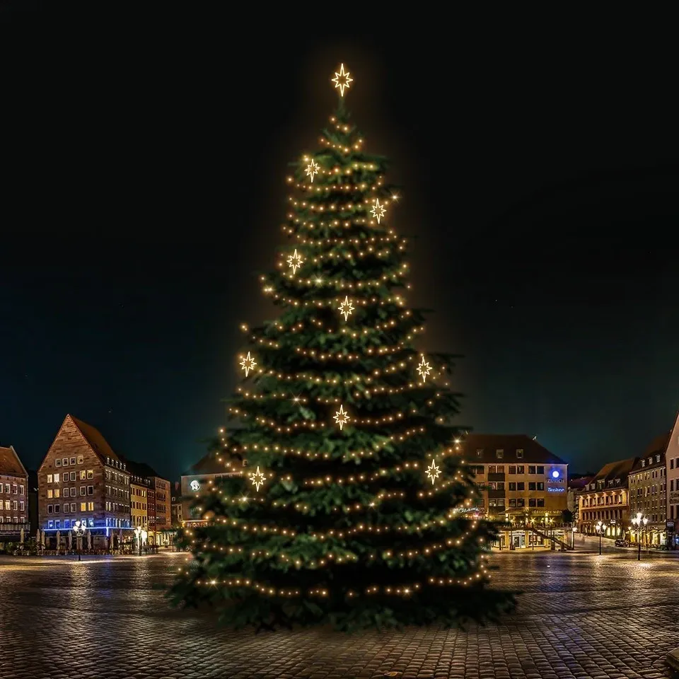 Kit d'éclairage LED pour arbres de Noël 21-23 m, blanc chaud avec décors DZ141WS3