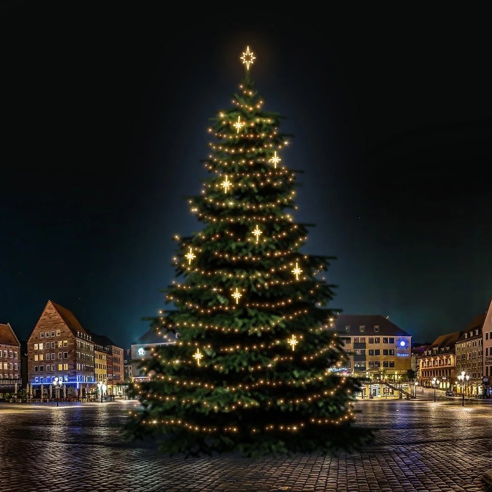 Set d'éclairage LED pour arbres de Noël 21-23 m, blanc chaud avec décors DZ113WS4