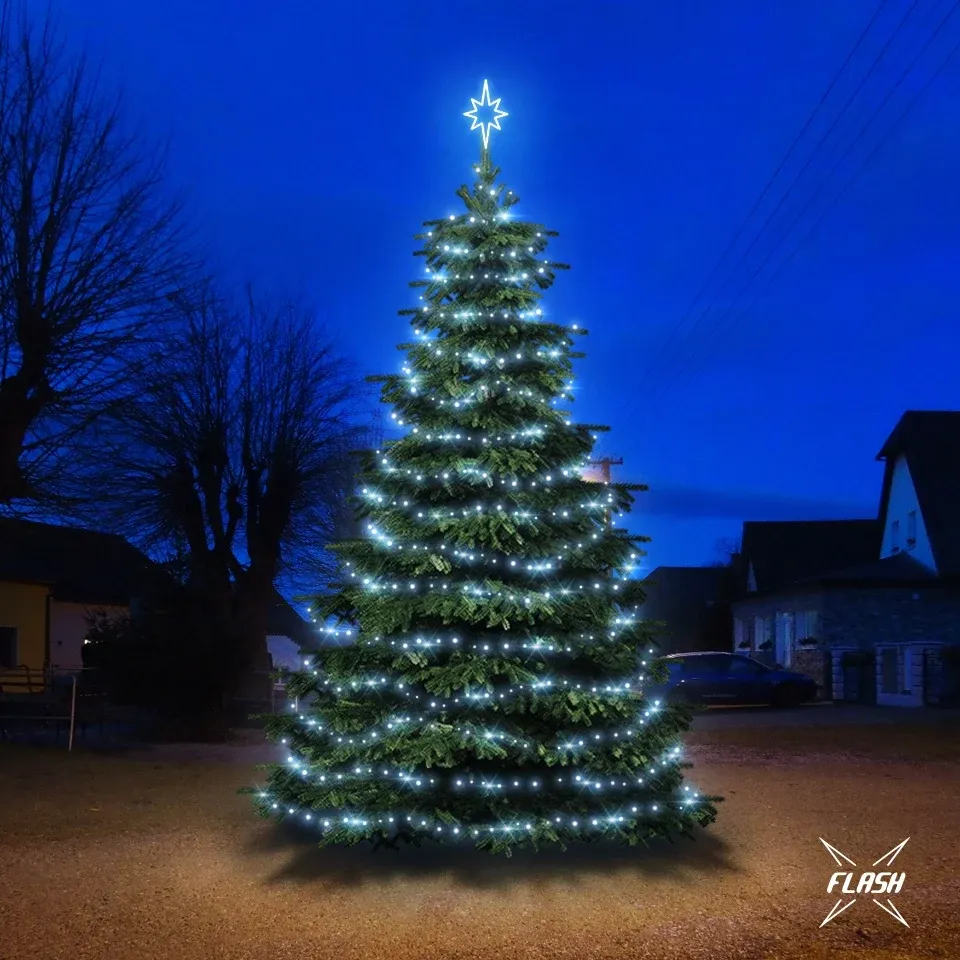 Kit d'éclairage LED pour arbres de 6 à 8 m de haut, blanc glacé avec effet « Flash »