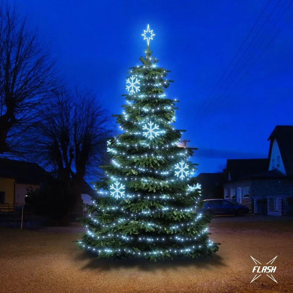 Jeu de lumières LED pour arbres de Noël 6-8 m de haut, blanc glacé avec Flash, décors DZX0EFD01