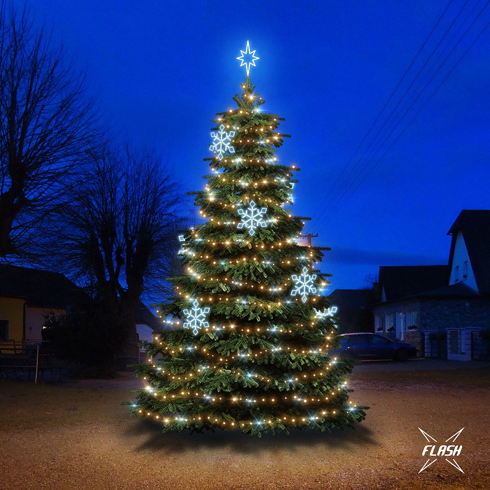 Jeu de lumières LED pour arbres de Noël 6-8 m de haut, blanc chaud avec Flash, décors de glace DZX0EFD05