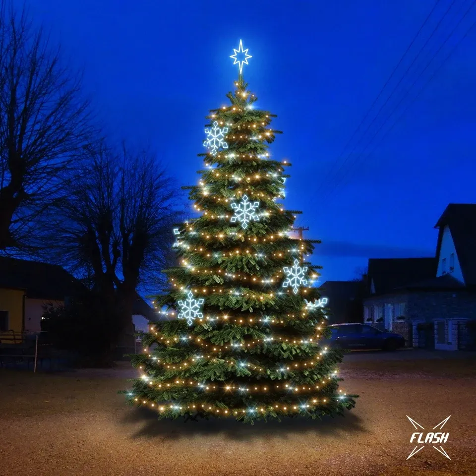 Kit d'éclairage LED pour arbres de 6 à 8 m de haut, blanc chaud avec effet clignotant, décorations lumineuses DZX0EFD05