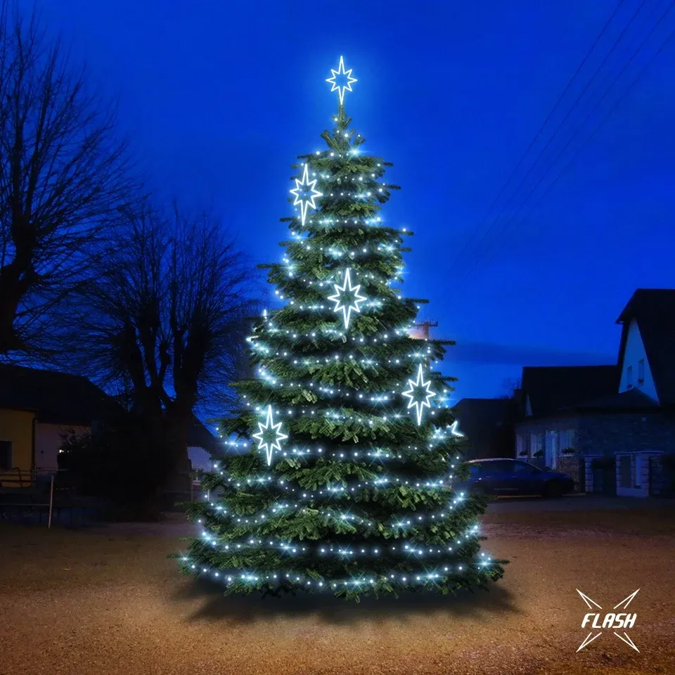 Kit d'éclairage LED pour arbres de 6 à 8 m de haut, blanc glacé avec effet flash, décorations DZX0141S2
