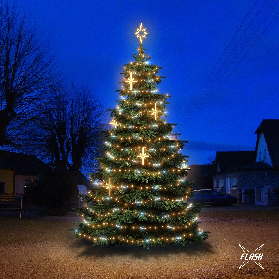 Set d'éclairage LED pour arbres de Noël 6-8 m de haut, blanc chaud avec Flash, décors EFD15WS2