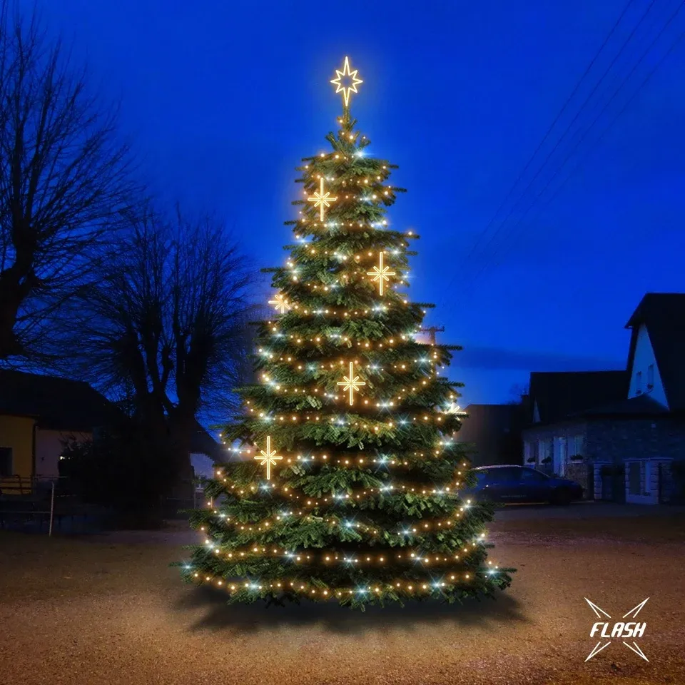 Set d'éclairage LED pour arbres de Noël 6-8 m de haut, blanc chaud avec Flash, décors EFD15WS2