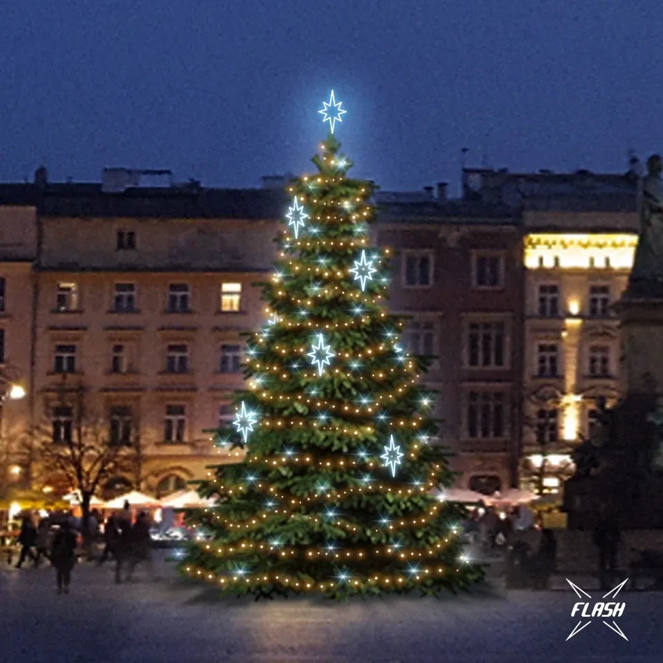 Kit d'éclairage LED pour arbres de Noël 9-11 m, blanc chaud avec Flash, décors de glace EFD09S2