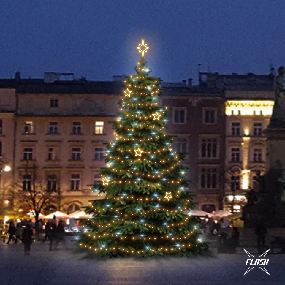Set d'éclairage LED pour arbres de Noël 9-11 m, blanc chaud avec Flash, EFD12W decors