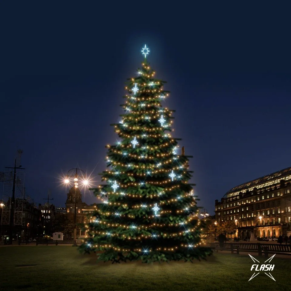 Set d'éclairage LED pour arbres de Noël 12-14 m, blanc chaud avec Flash, décors de glace DZ113S3