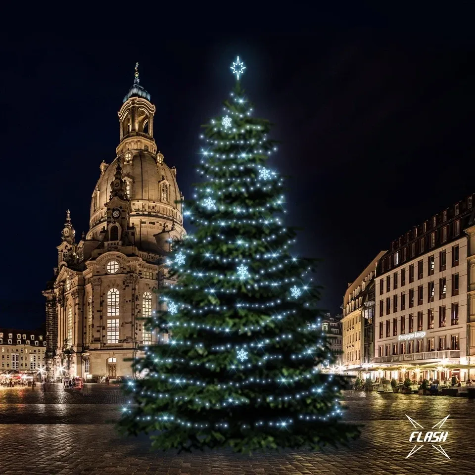 Kit d'éclairage LED pour arbres de Noël 18-20 m, blanc glacé avec Flash, décors DZX0EFD05