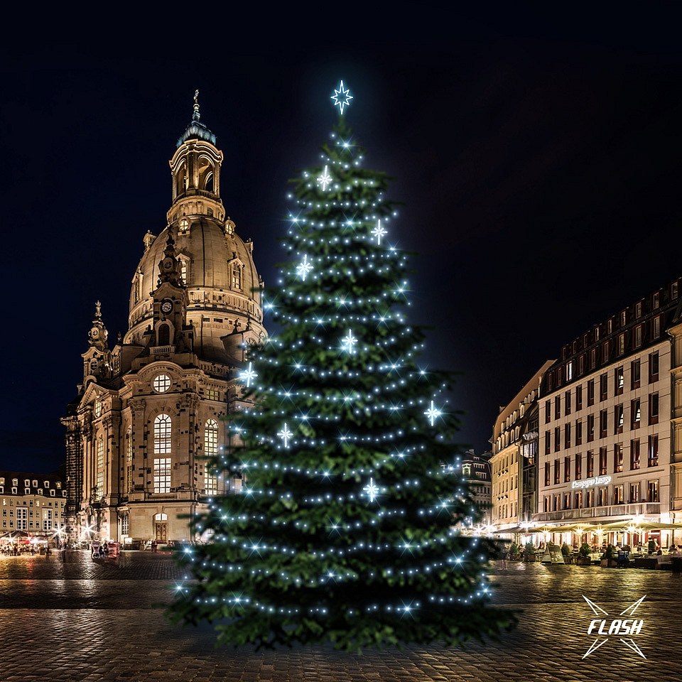 Set d'éclairage LED pour arbres de Noël 18-20 m, blanc glacé avec Flash, décors DZ113S4