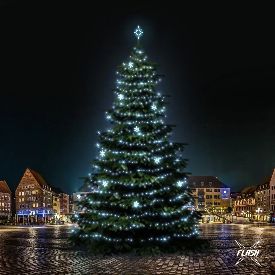 Kit d'éclairage LED pour arbres de Noël 21-23 m de haut, blanc glacé avec Flash, décors DZX0EFD05