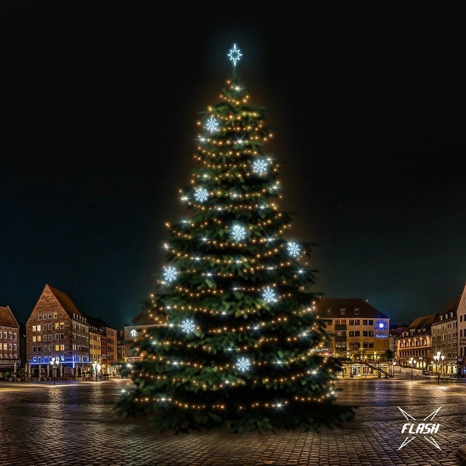 Kit d'éclairage LED pour arbres de Noël 21-23 m de haut, blanc chaud avec Flash, décors de glace DZX0EFD08