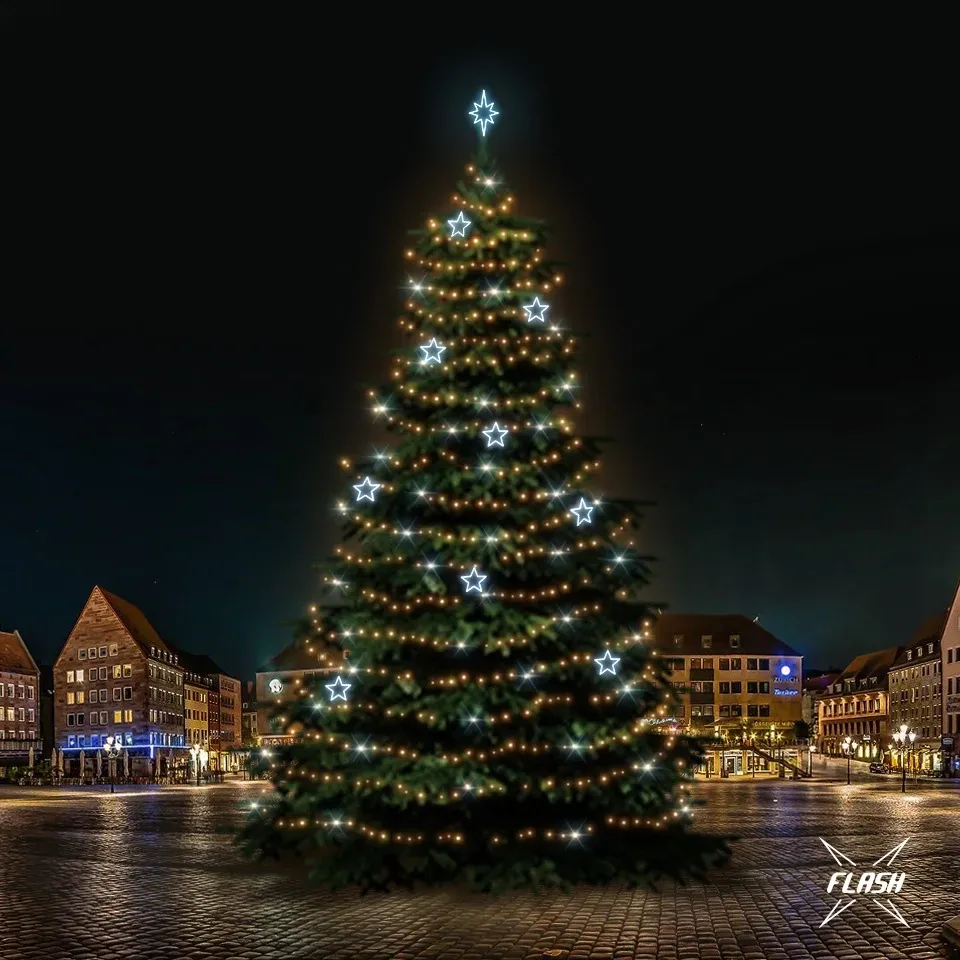 Kit d'éclairage LED pour arbres de Noël 21-23 m de haut, blanc chaud avec Flash, décors de glace DZ115S1