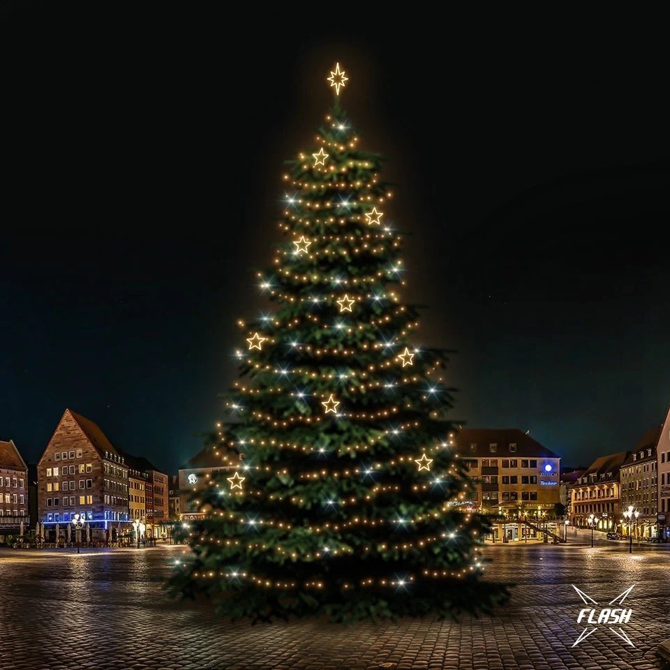 Set d'éclairage LED pour arbres de Noël 21-23 m de haut, blanc chaud avec Flash, décors DZ115WS1