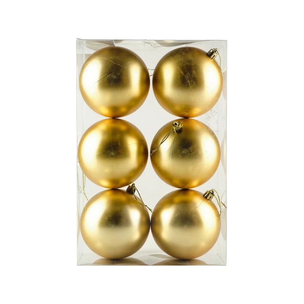 Jeu de boules de Noël champagne mat 10 cm, paquet de 6