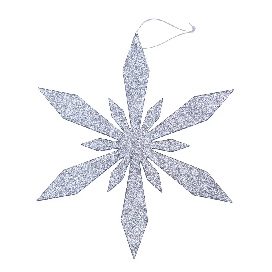 Ornement de Noël flocon de neige III, diamètre 120 cm, argent, contreplaqué, extérieur