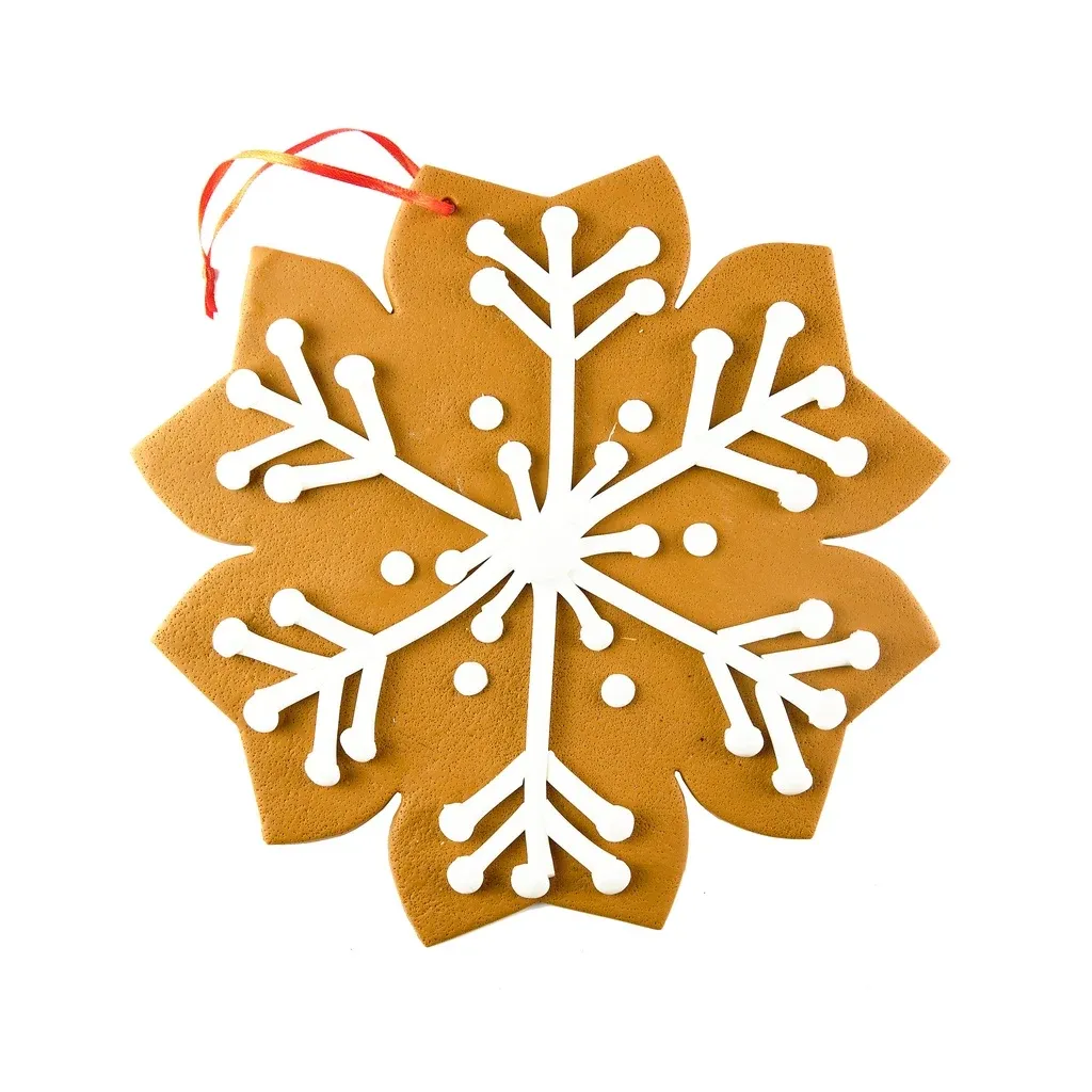 Grand ornement de Noël pain d'épices flocon de neige, Ø 25,4 cm, PVC, IP44, extérieur