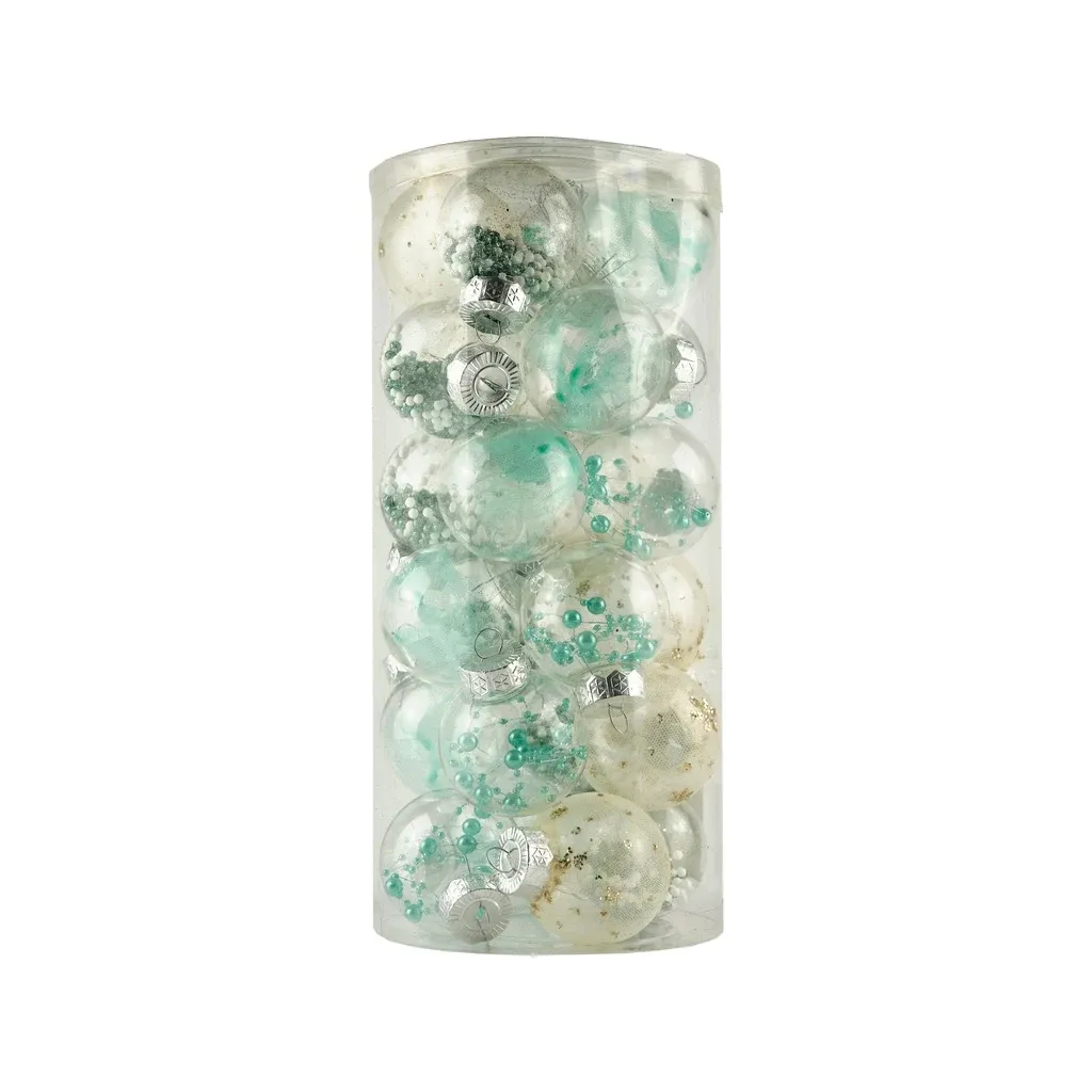 Set de décorations de Noël, flacon en plastique vert de 6 cm, paquet de 25 pièces