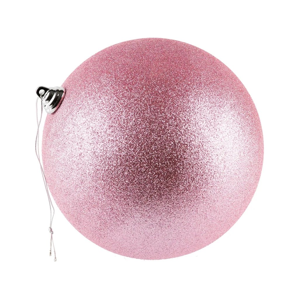 Production - Boule en plastique, d. 20 cm, rose tendre, paillettes