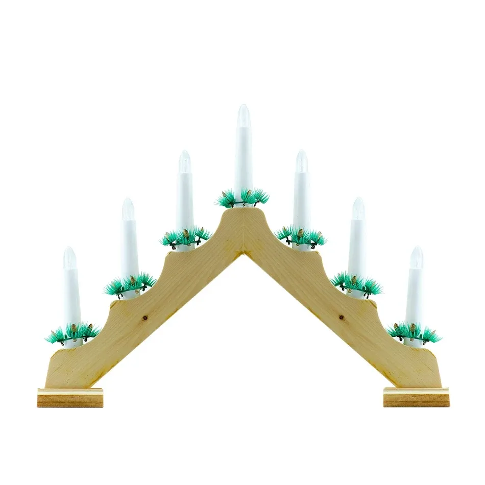 Bougeoir de fenêtre de Noël à piles, 40 × 32 × 5 cm, en bois, 2 × AA