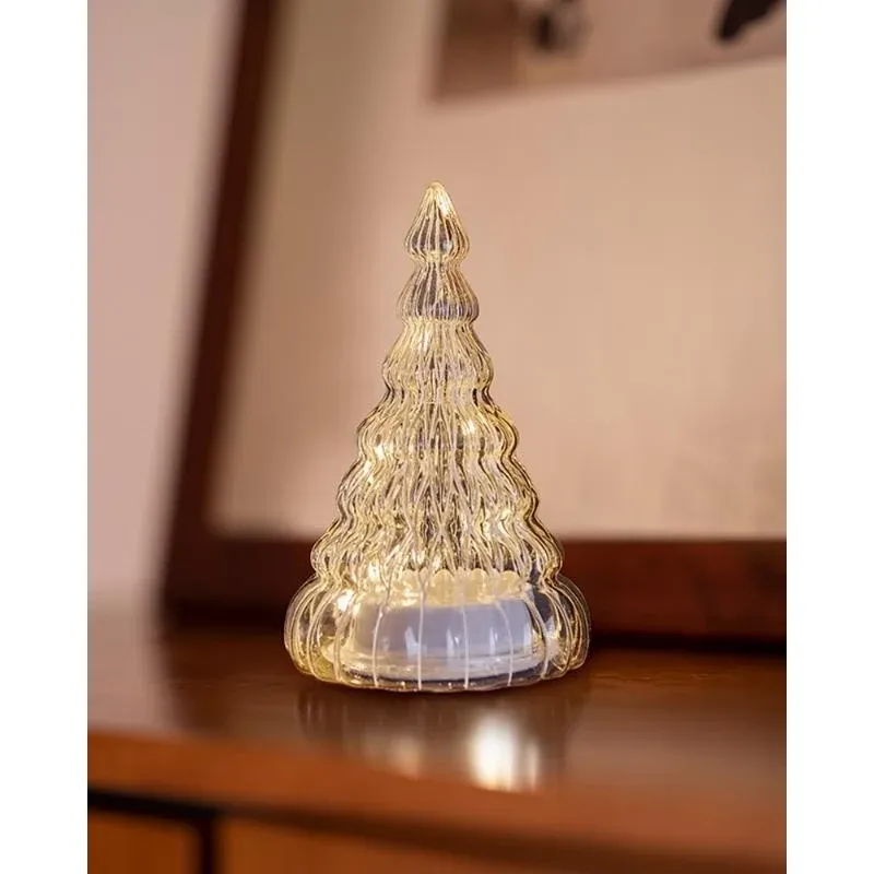 Téléchargé Arbre à lumière LED, verre, transparent, 16,5 cm