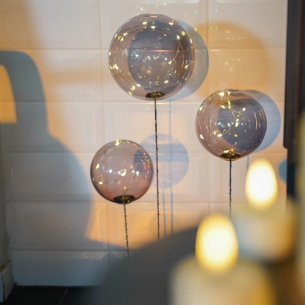 Trio de boules de lumière Magnum 25, 34 et 39 cm, fumée