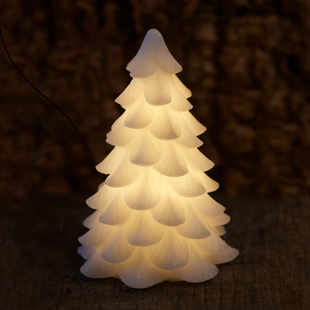 Téléchargé Bougie LED en cire véritable, blanche, 19 cm