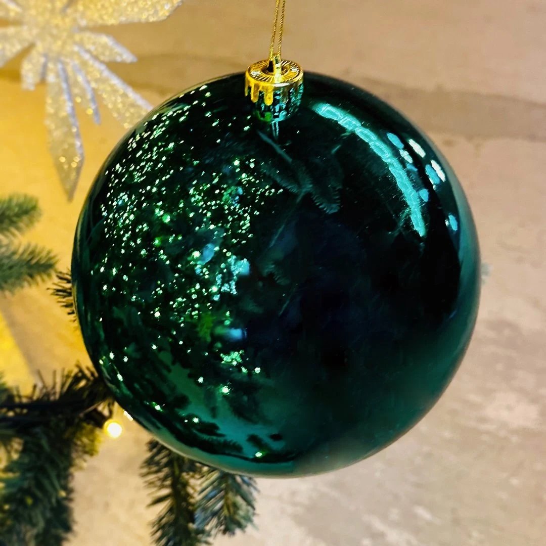 Production - Boule en plastique, diamètre 20 cm, vert paon, brillant