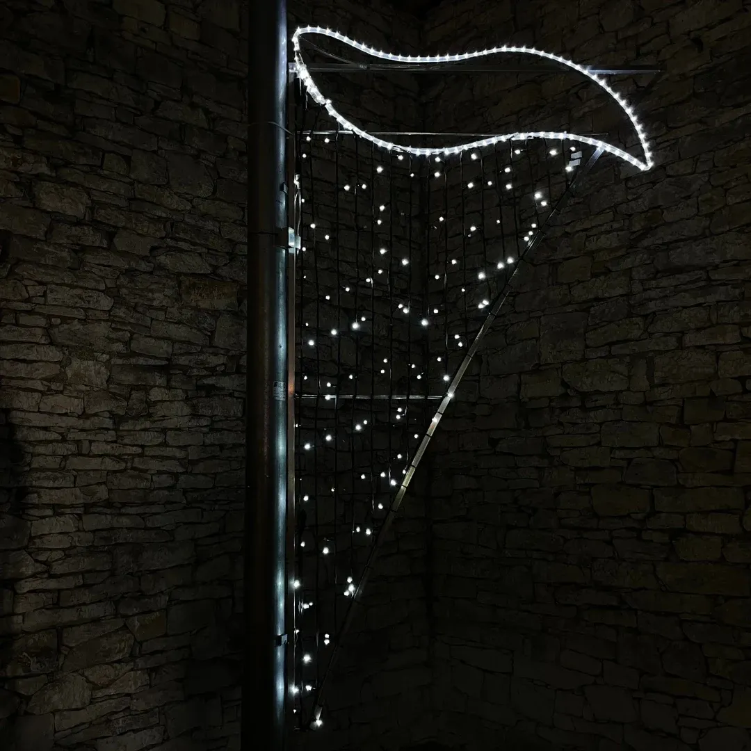 Décoration lumineuse LED, 255x140cm, laine blanche glacée, icy Flash