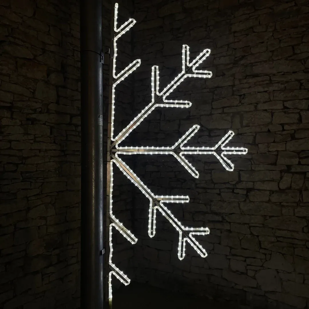 Décor LED demi-flocon de neige, 40 x 80 cm, blanc glacé