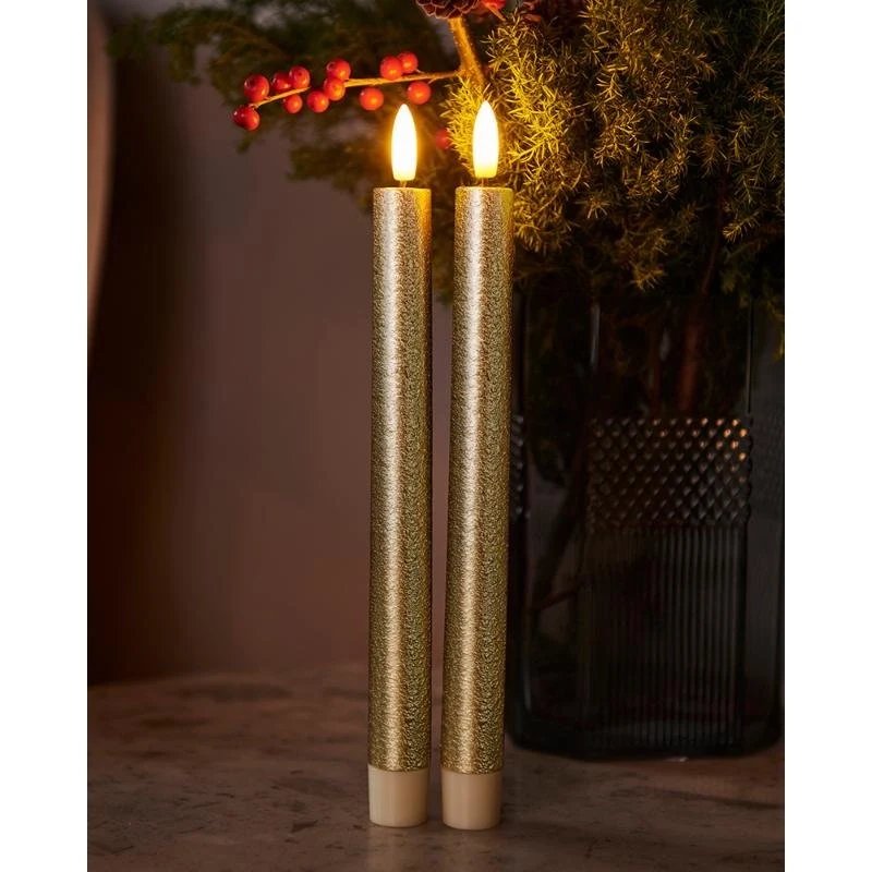 Téléchargé Bougie LED Sara, or, 2 × 25 cm, 2 × AAA, paquet de 2