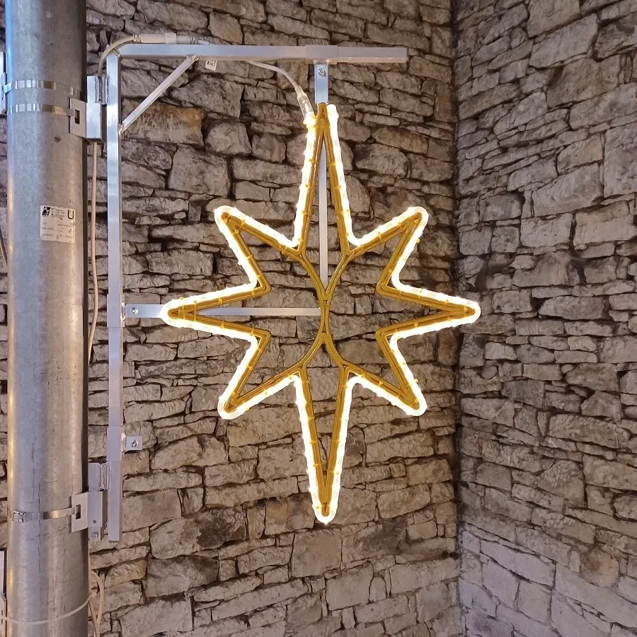 Easy Fix Étoile LED 2D, 43 × 55 cm, blanc chaud Impression 3D, décor d'éclairage public, aluminium